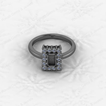 High Quality Genuine 925 Silver 3x5mm Octagon CZ 1.8mm Semi Mount Blank Setting Ring Breastmilk Jewelry Findings Components