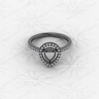 Genuine 925 Silver Pear 6x8mm Semi Mount Prong Blank Setting Ring for Gemstone Ashes & Resin Jewelry Findings & Jewelry Export