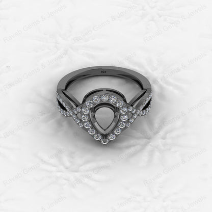 Best Quality 925 Silver Cocktail Pear 6x8mm Semi Mount Blank Setting Ring for Gemstone Ashes & Resin Jewelry Findings & Jewelry
