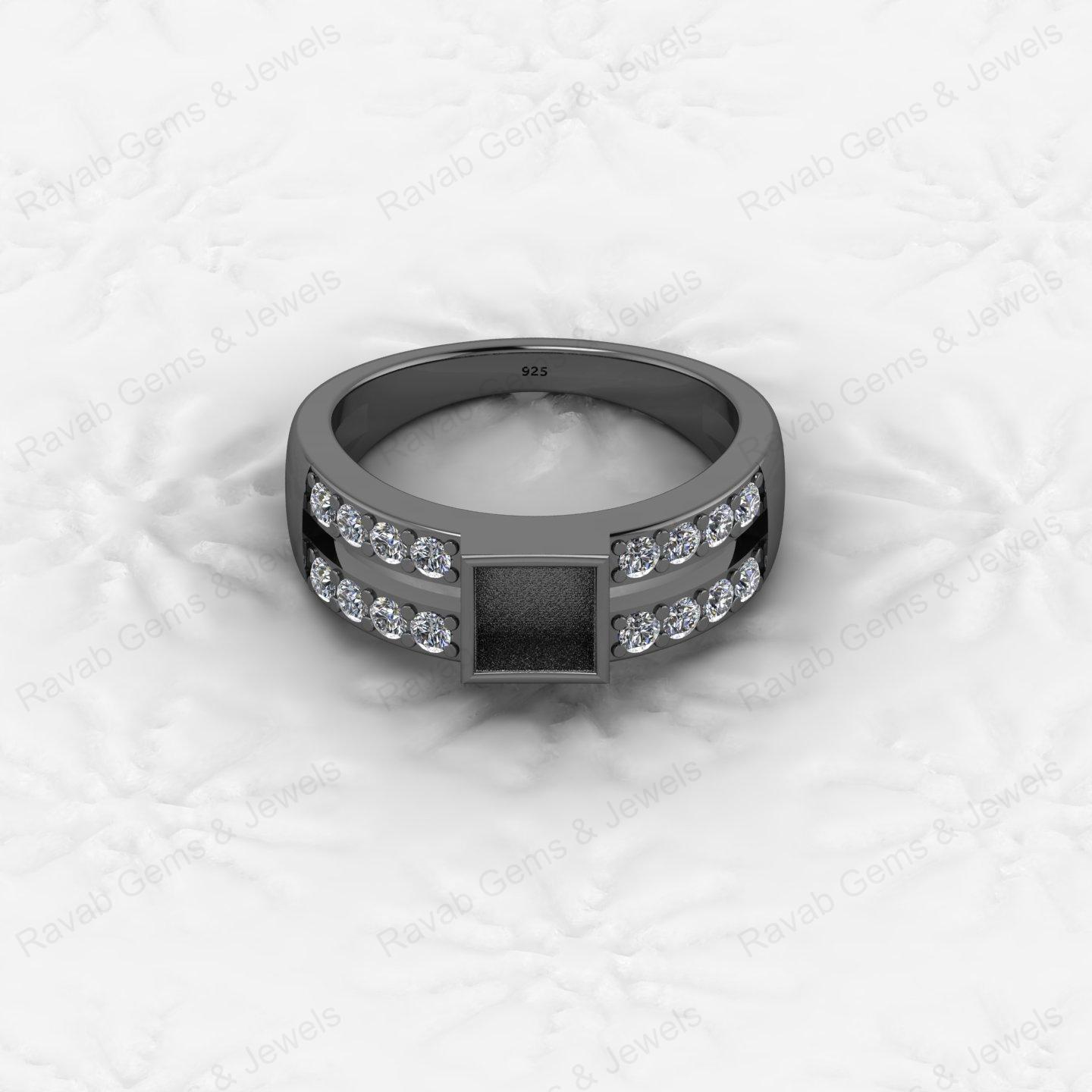 Top Quality 925 Silver 7X7mm Double Band With CZ Semi Mount Blank Setting Ring Good for Resin & Ashes Work Keepsake DIY Jewelry