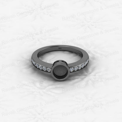 New Arrival 925 Silver 6mm CZ 1.80 Semi Mount Blank Setting Cocktail Band Ring Breastmilk Keepsake Jewelry Findings Components