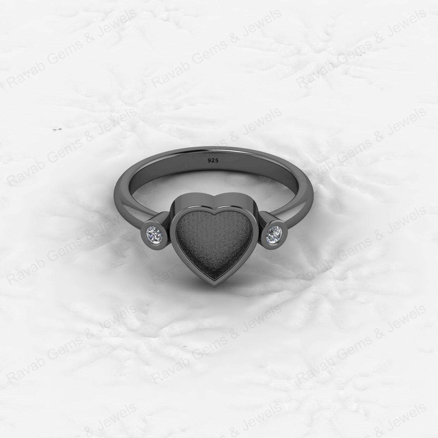 Superb Quality 925 Silver Heart 8x8mm Semi Mount Blank Setting Ring Gemstone Ashes Resin Jewelry Findings Wholesale Supplies