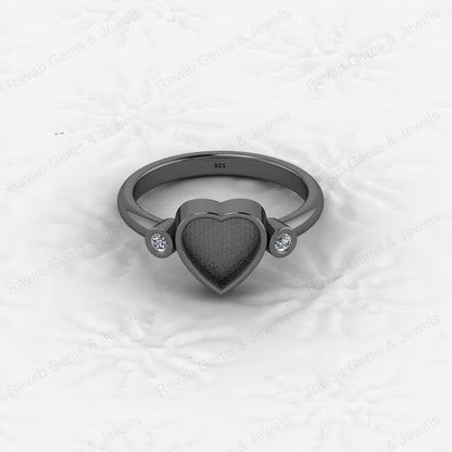 Superb Quality 925 Silver Heart 8x8mm Semi Mount Blank Setting Ring Gemstone Ashes Resin Jewelry Findings Wholesale Supplies