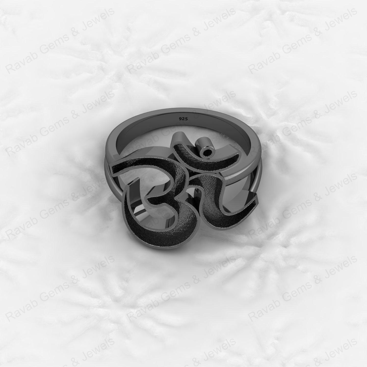 Genuine 925 Silver Indian Lord Shiva Symbol Semi Mount Blank Setting Ring Good for Resin & Ashes Work Keepsake DIY Jewelry