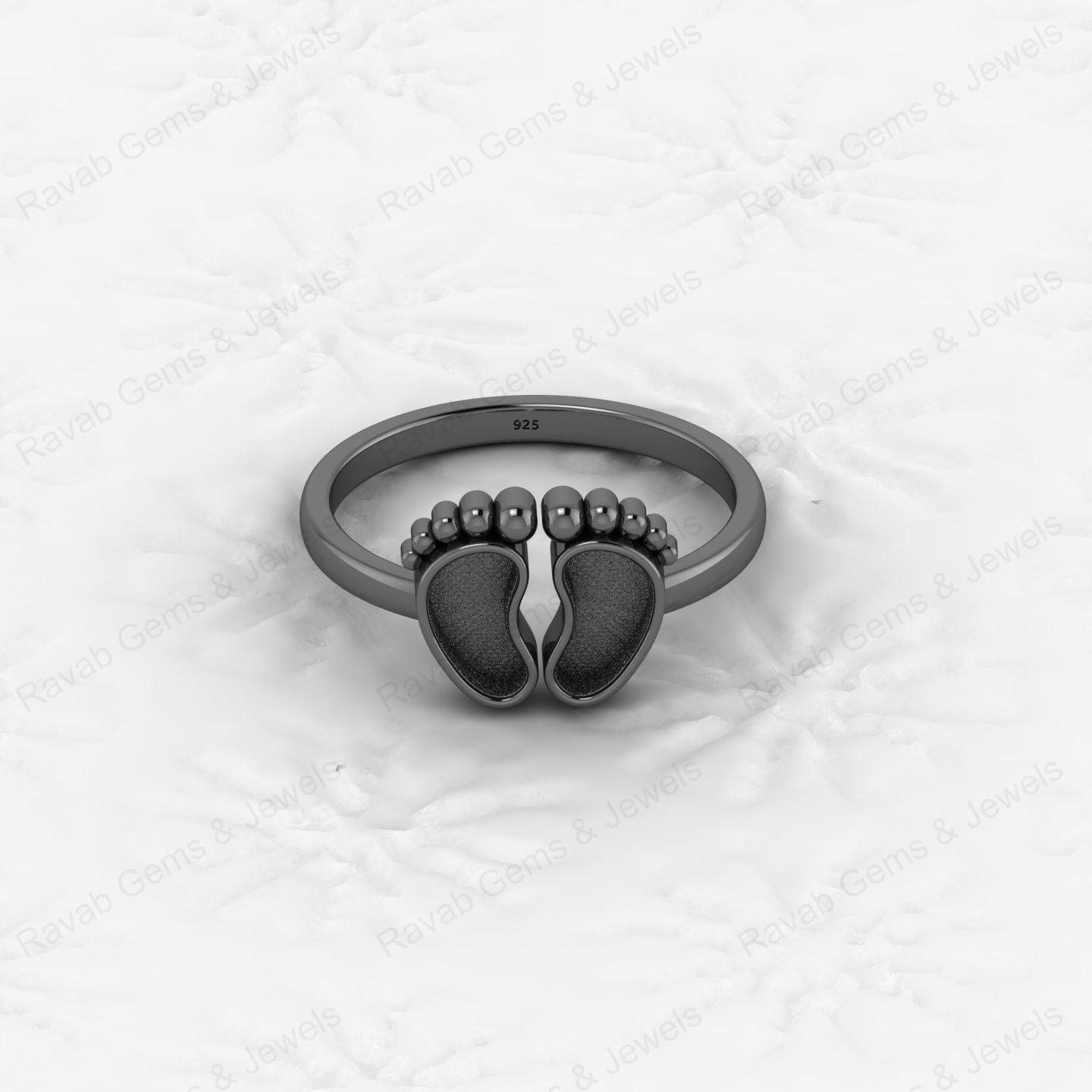 Superb Quality New Baby Born Foot Print 925 Silver Semi Mount Blank Setting Ring for Gemstone Findings & Components Jewelry
