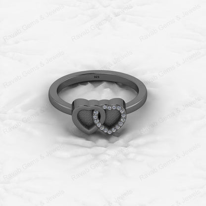 Best Quality 925 Silver Double Heart With CZ 1mm Semi Mount Blank Setting Eternity Ring for Breastmilk Keepsake Fine Jewelry