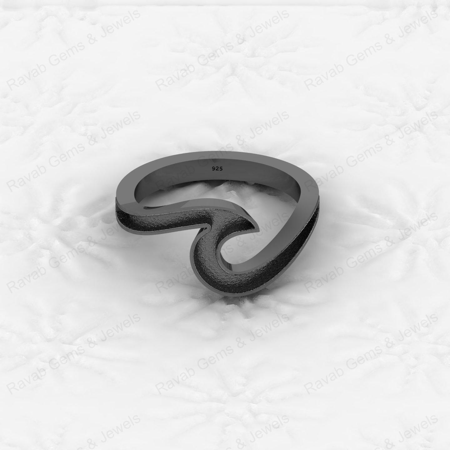 Genuine Solid 925 Sterling Ocean Wave Design Semi Mount Blank Setting Ring Good for Resin & Ashes Work Keepsake DIY Jewelry