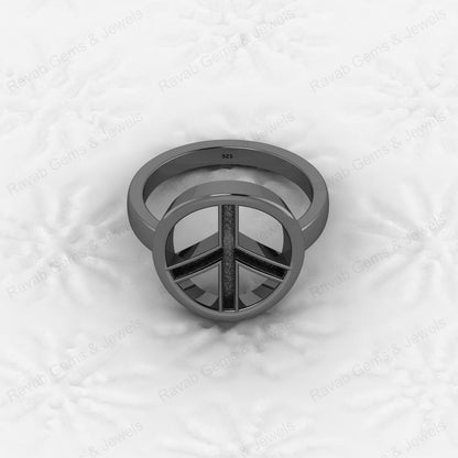 Genuine 925 Silver Peace Symbol Semi Mount Blank Setting Ring for DIY Zodiac Jewelry Resin Ashes Work Keepsake Suppliers