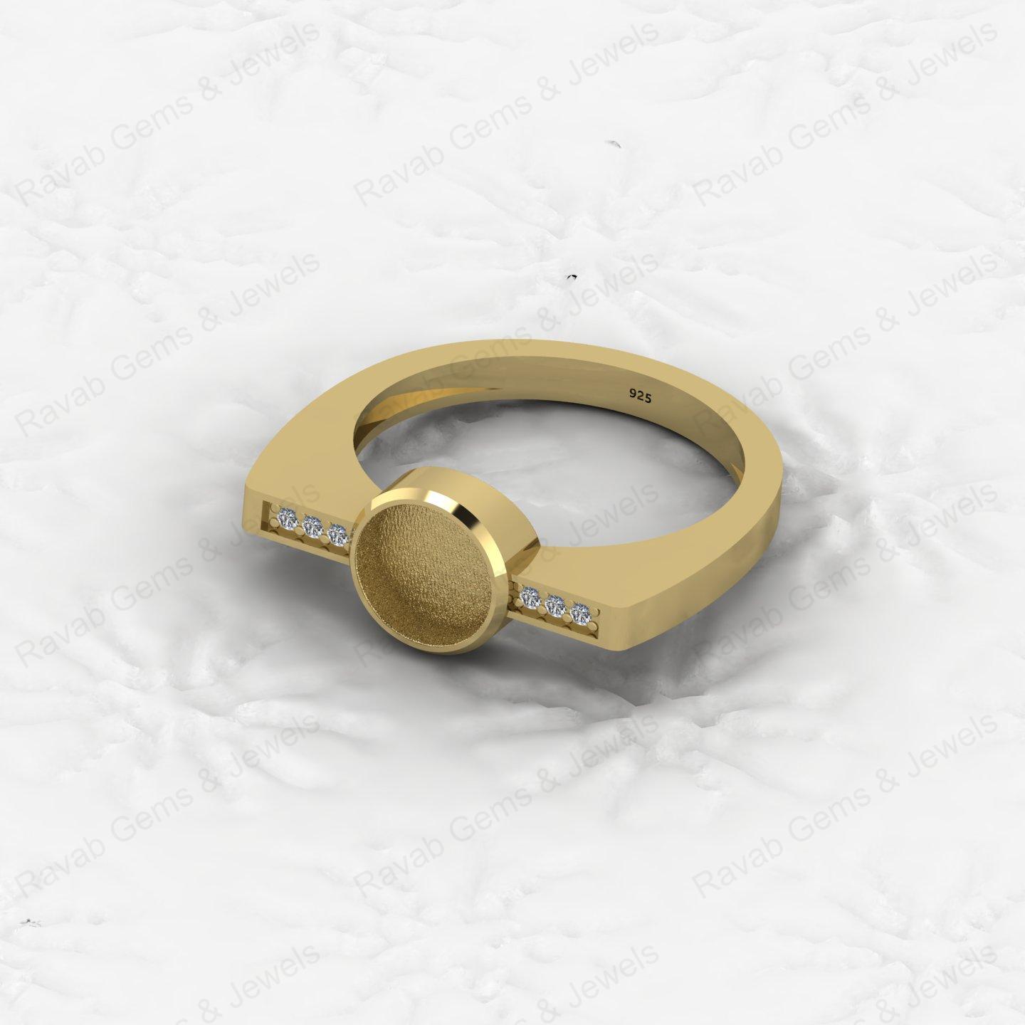 Best Quality 925 Silver Signet Design 7mm Semi Mount Blank Setting Ring for Gemstone Ashes & Resin Jewelry Findings & Components