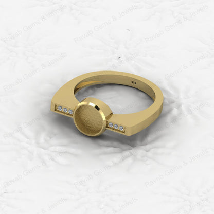 Best Quality 925 Silver Signet Design 7mm Semi Mount Blank Setting Ring for Gemstone Ashes & Resin Jewelry Findings & Components