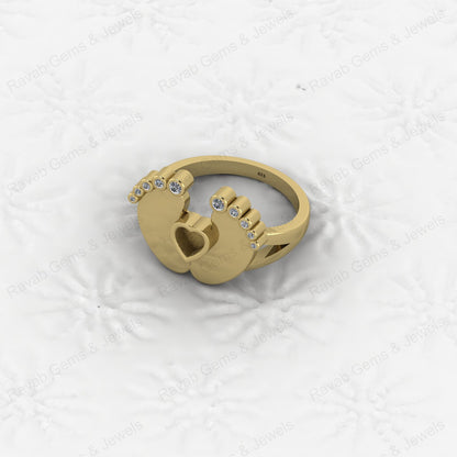 Superb Quality New Baby Born Foot Print 925 Silver Semi Mount Blank Setting Ring for Gemstone Findings & Components Jewelry