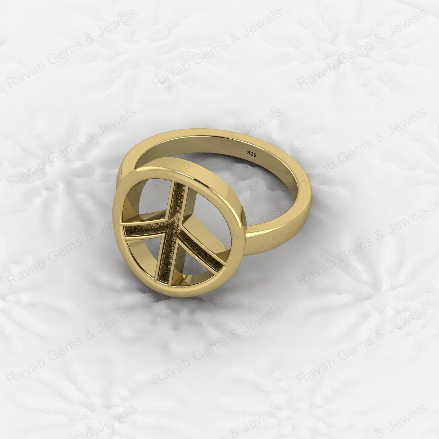 Genuine 925 Silver Peace Symbol Semi Mount Blank Setting Ring for DIY Zodiac Jewelry Resin Ashes Work Keepsake Suppliers