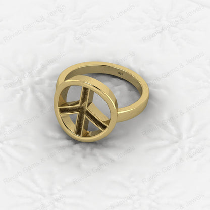 Genuine 925 Silver Peace Symbol Semi Mount Blank Setting Ring for DIY Zodiac Jewelry Resin Ashes Work Keepsake Suppliers