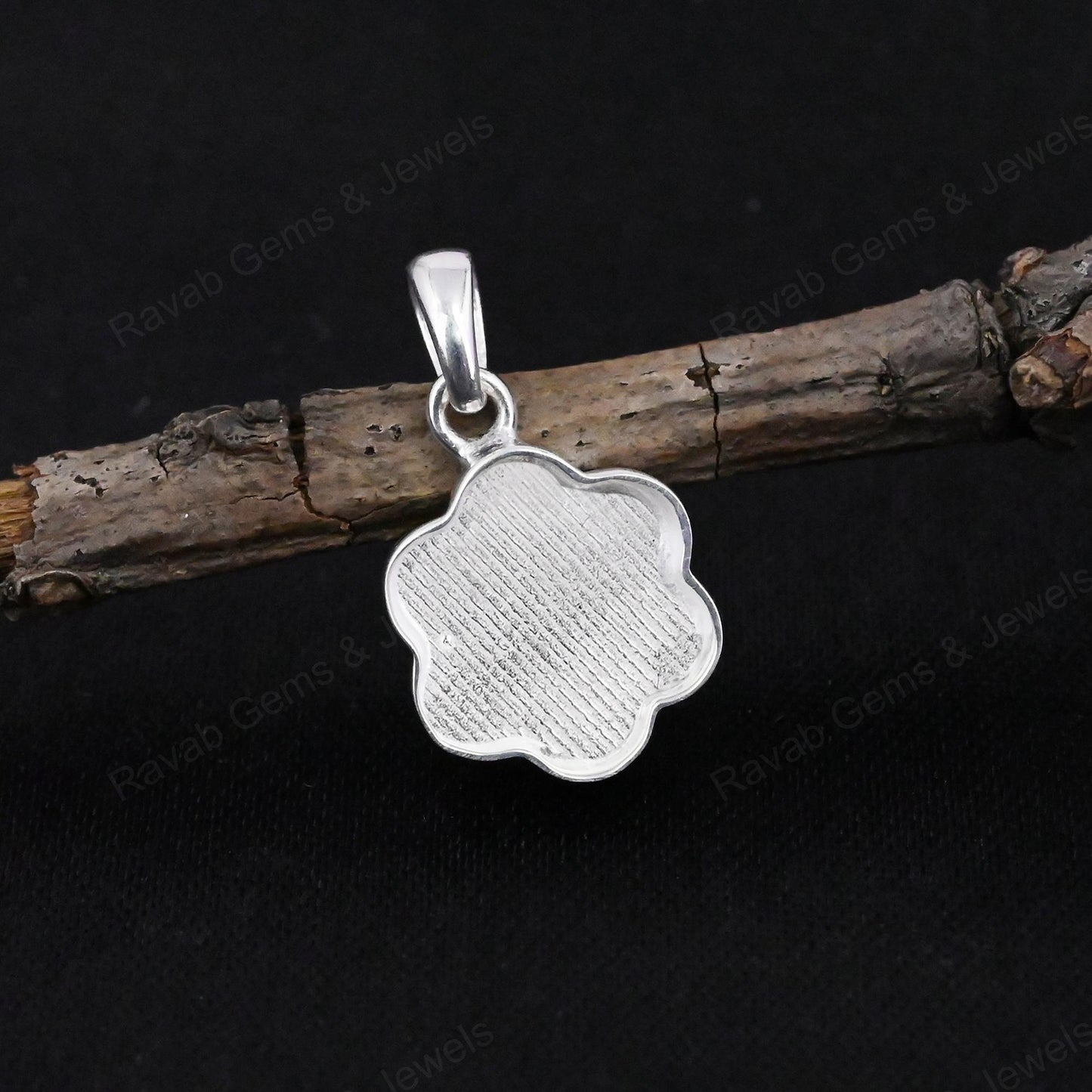 High Quality Solid 925 Silver 12mm Flower Blank Collet Semi Mount Charm Pendant Stone Setting For Jewelry Findings Components