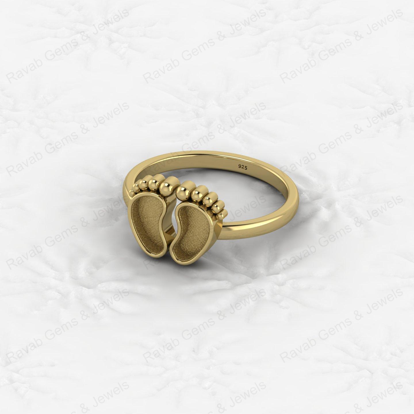 Superb Quality New Baby Born Foot Print 925 Silver Semi Mount Blank Setting Ring for Gemstone Findings & Components Jewelry