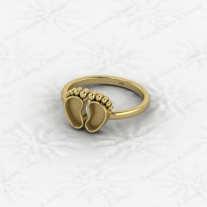 Superb Quality New Baby Born Foot Print 925 Silver Semi Mount Blank Setting Ring for Gemstone Findings & Components Jewelry