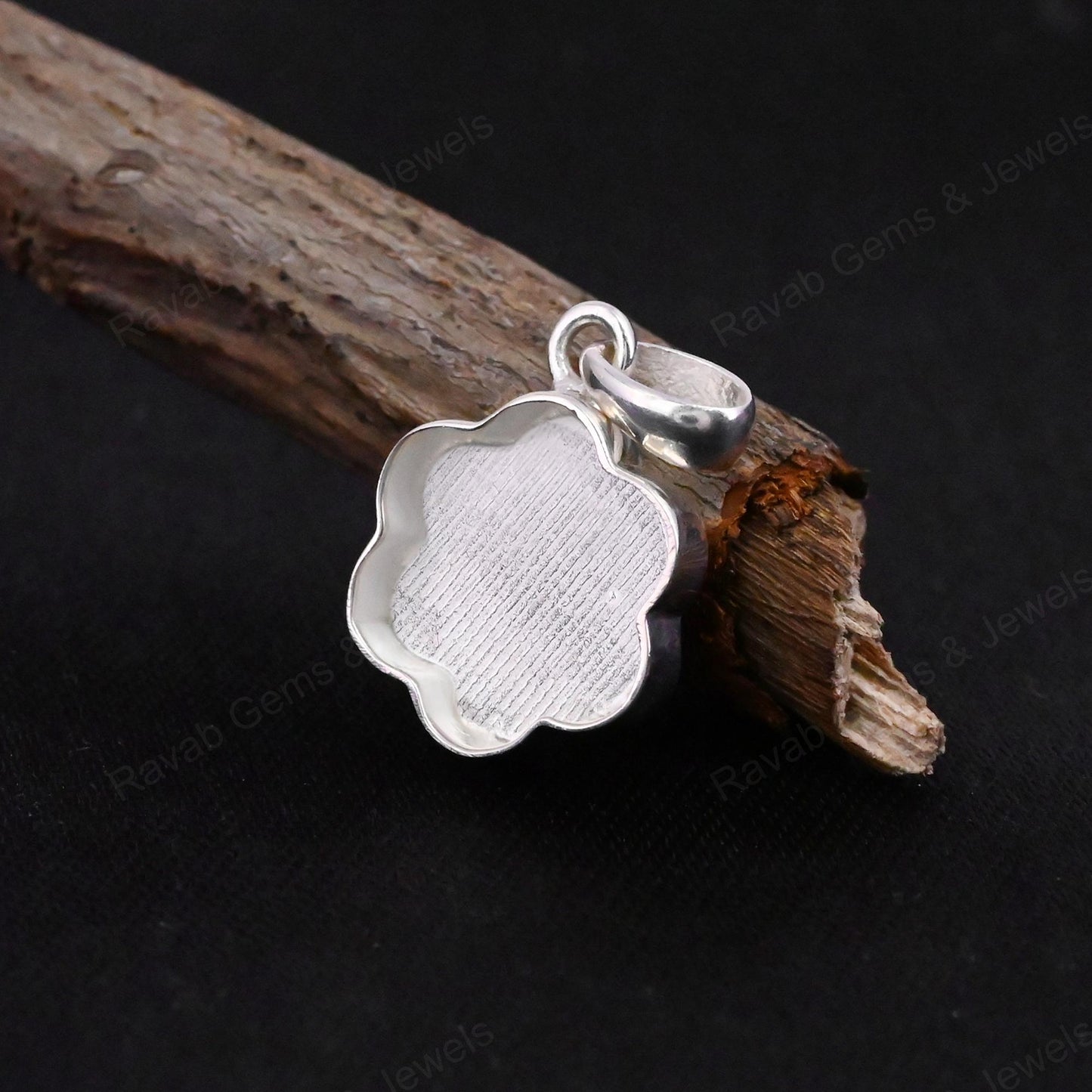 High Quality Solid 925 Silver 12mm Flower Blank Collet Semi Mount Charm Pendant Stone Setting For Jewelry Findings Components