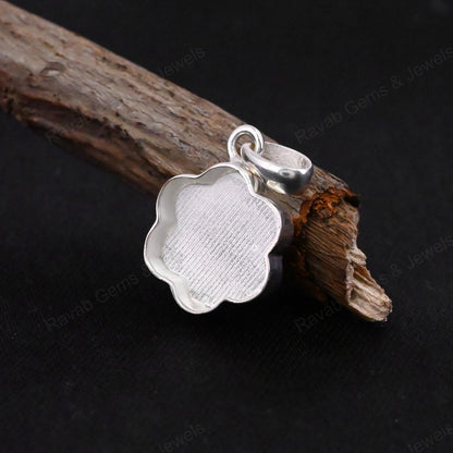 High Quality Solid 925 Silver 12mm Flower Blank Collet Semi Mount Charm Pendant Stone Setting For Jewelry Findings Components