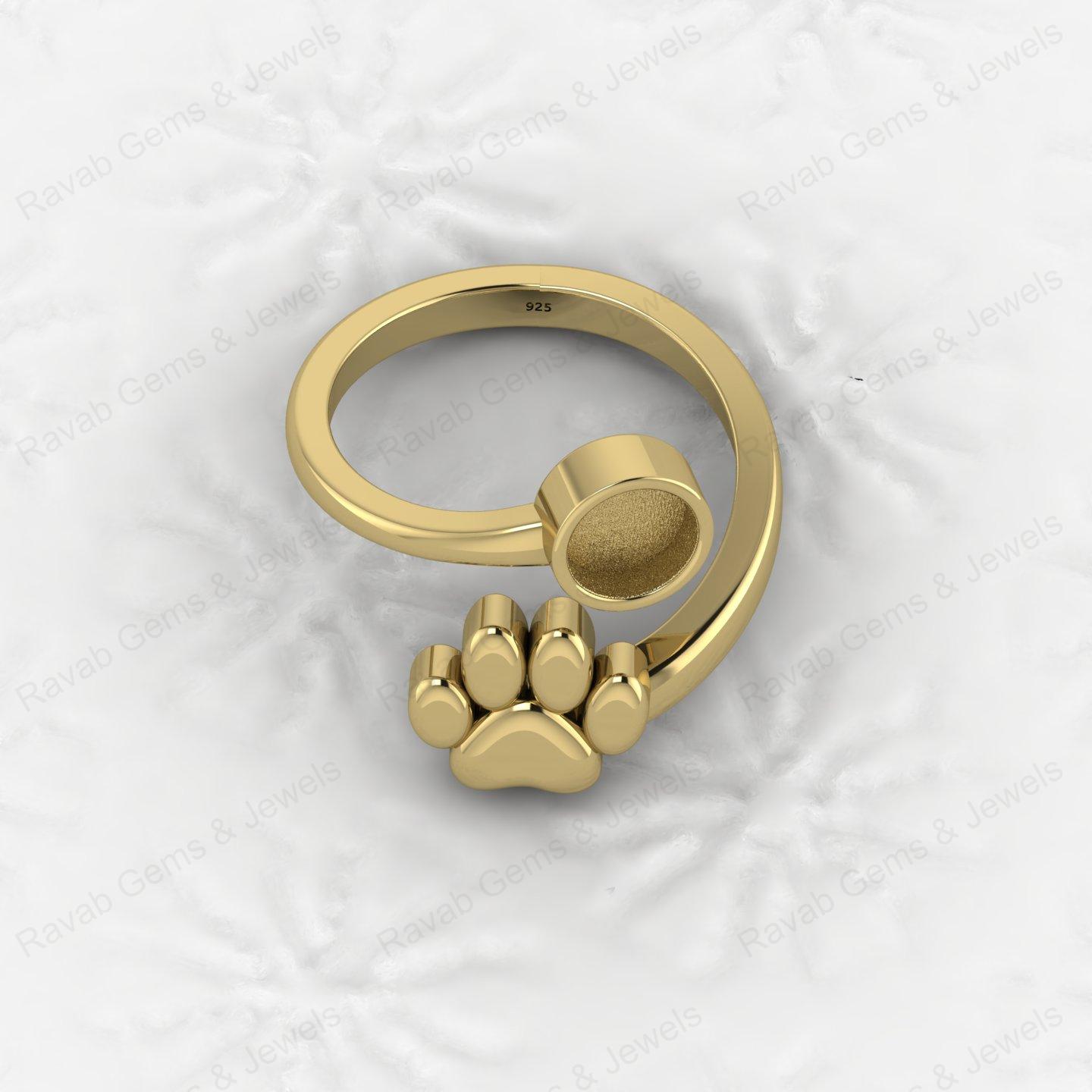 Best Quality 925 Silver Dog Foot Design 6mm Semi Mount Blank Setting Ring for Gemstone Ashes & Resin Jewelry Findings & Jewelry