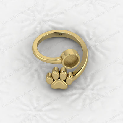 Best Quality 925 Silver Dog Foot Design 6mm Semi Mount Blank Setting Ring for Gemstone Ashes & Resin Jewelry Findings & Jewelry