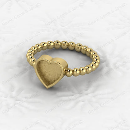Top Quality 925 Sterling Silver 8mm Heart Semi Mount Beaded Band Ring Good for Resin & Ashes Work Keepsake Breastmilk Jewelry