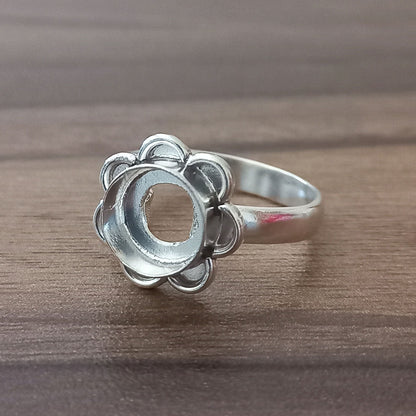 Genuine 925 Sterling Silver 10MM Round Shape Semi-Mount Blank Setting Good For Ashes & Resin Fill Keepsake DIY Fine Jewelry