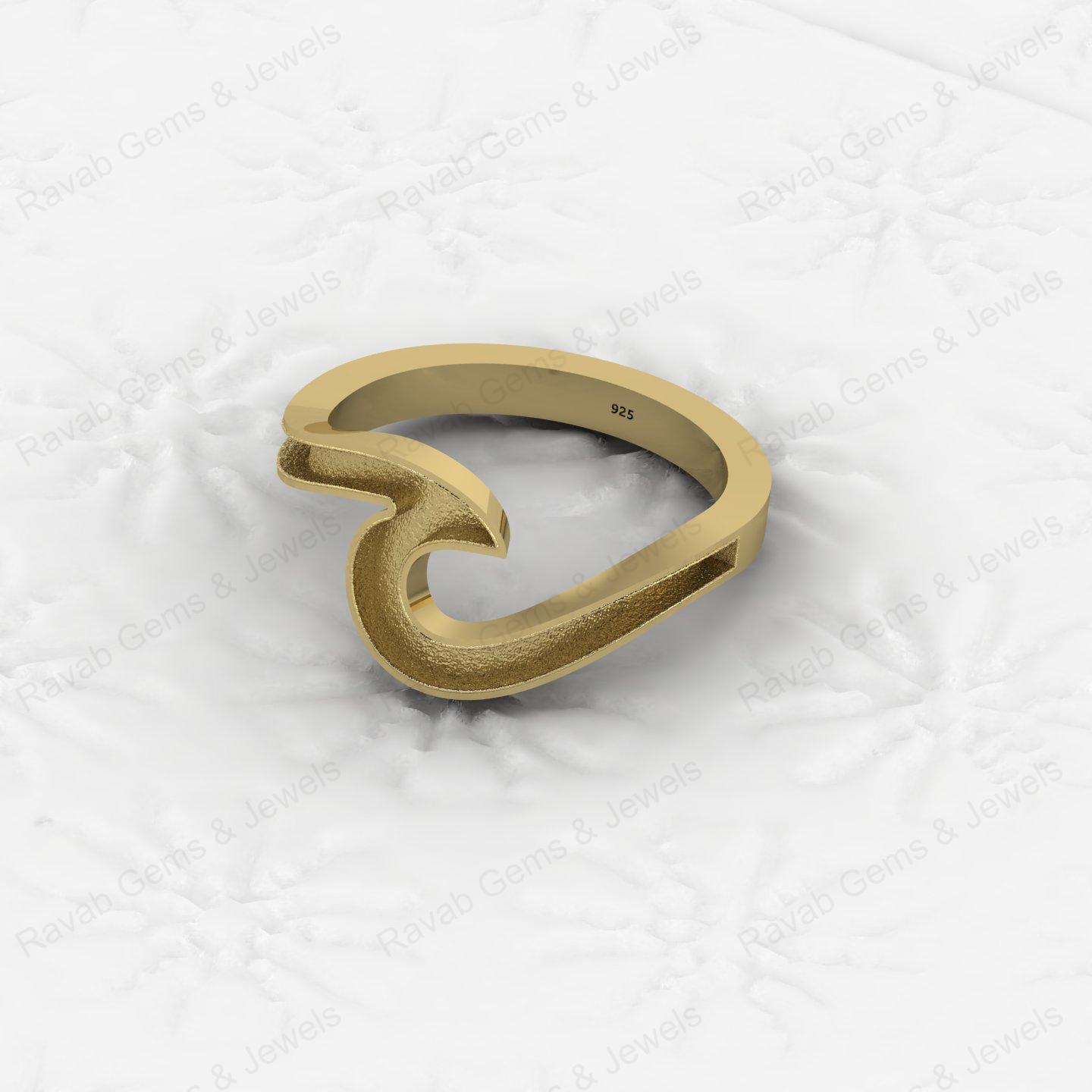 Genuine Solid 925 Sterling Ocean Wave Design Semi Mount Blank Setting Ring Good for Resin & Ashes Work Keepsake DIY Jewelry