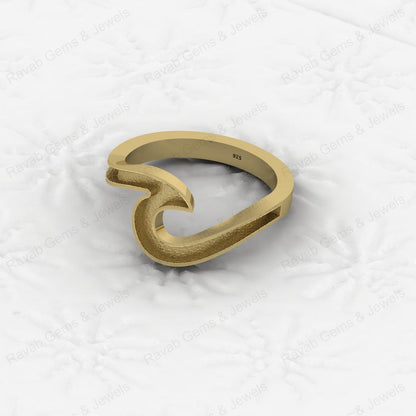 Genuine Solid 925 Sterling Ocean Wave Design Semi Mount Blank Setting Ring Good for Resin & Ashes Work Keepsake DIY Jewelry