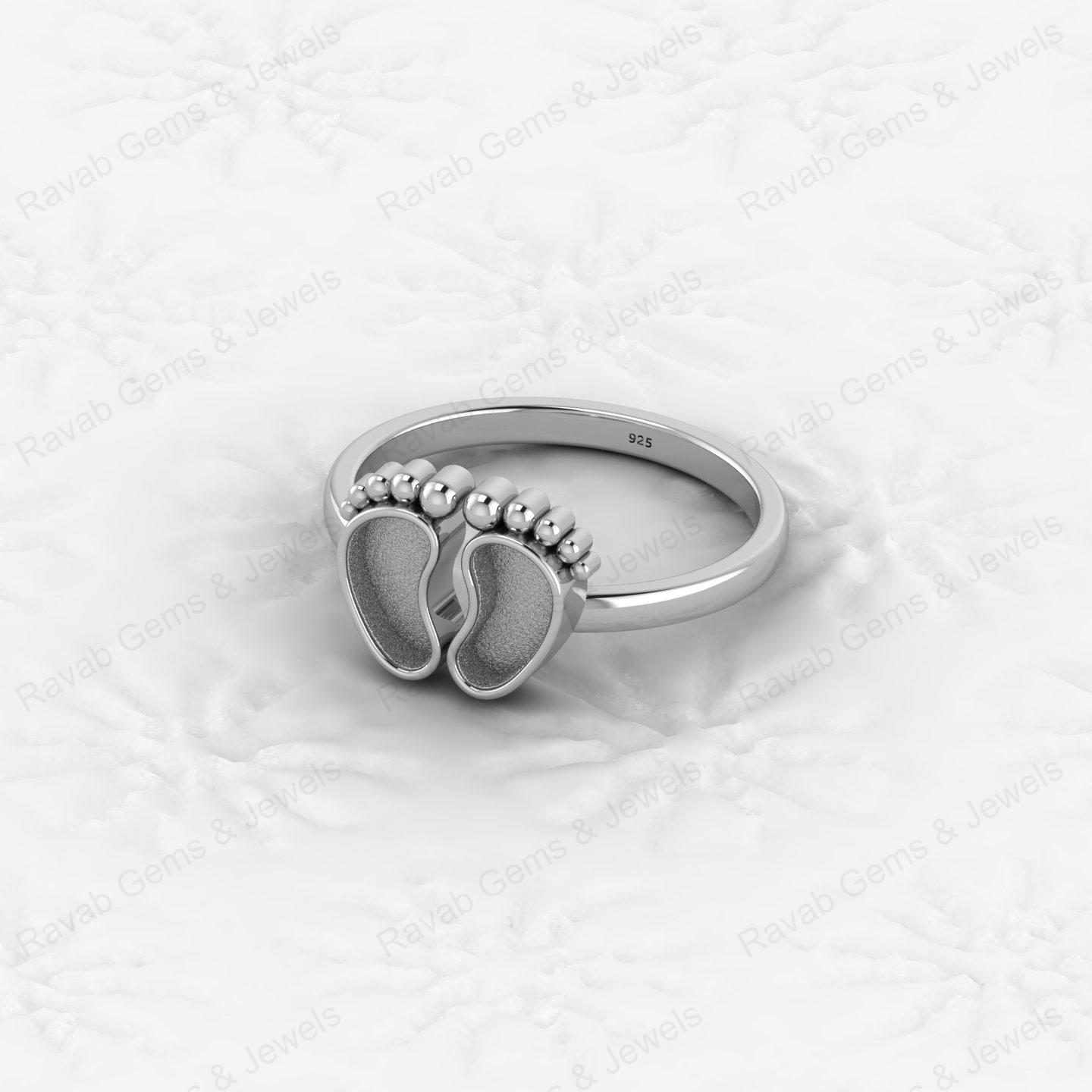 Superb Quality New Baby Born Foot Print 925 Silver Semi Mount Blank Setting Ring for Gemstone Findings & Components Jewelry