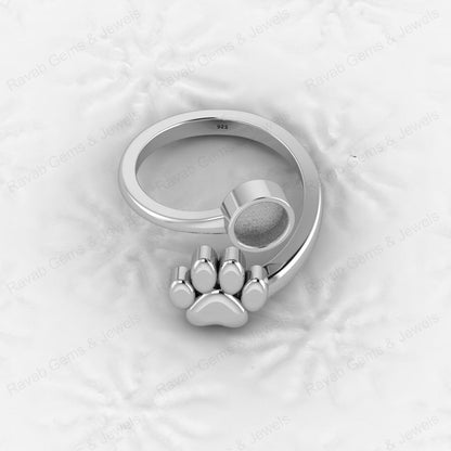 Best Quality 925 Silver Dog Foot Design 6mm Semi Mount Blank Setting Ring for Gemstone Ashes & Resin Jewelry Findings & Jewelry