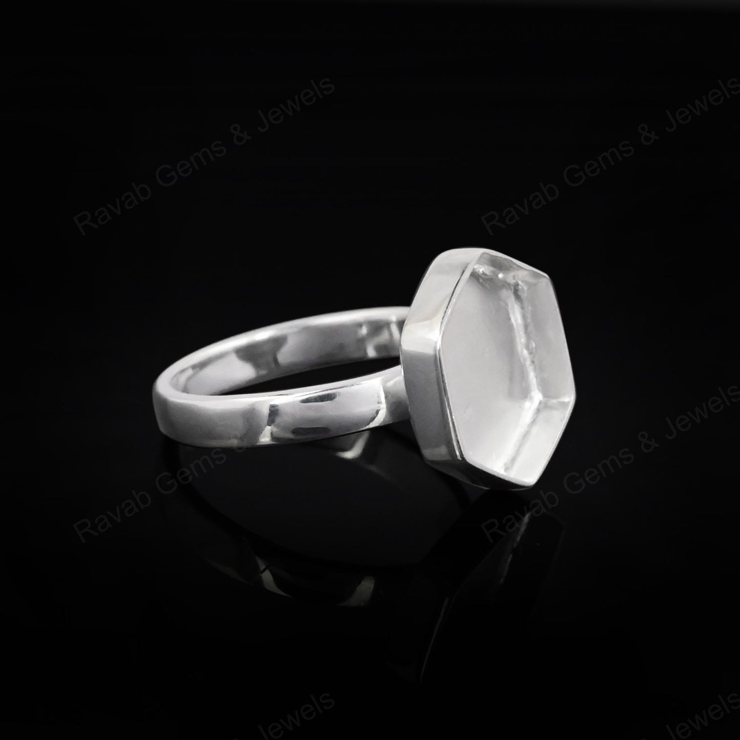 Solid 925 Sterling Silver Hexagon Shape 10mm Bezel Setting Semi-Mount Blank Setting Ring Good For Resin & Ashes Work DIY Jewelry