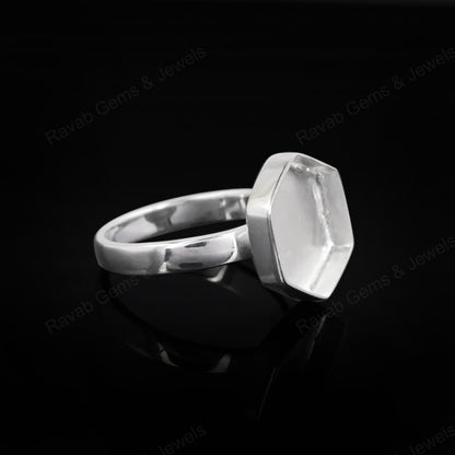 Solid 925 Sterling Silver Hexagon Shape 10mm Bezel Setting Semi-Mount Blank Setting Ring Good For Resin & Ashes Work DIY Jewelry