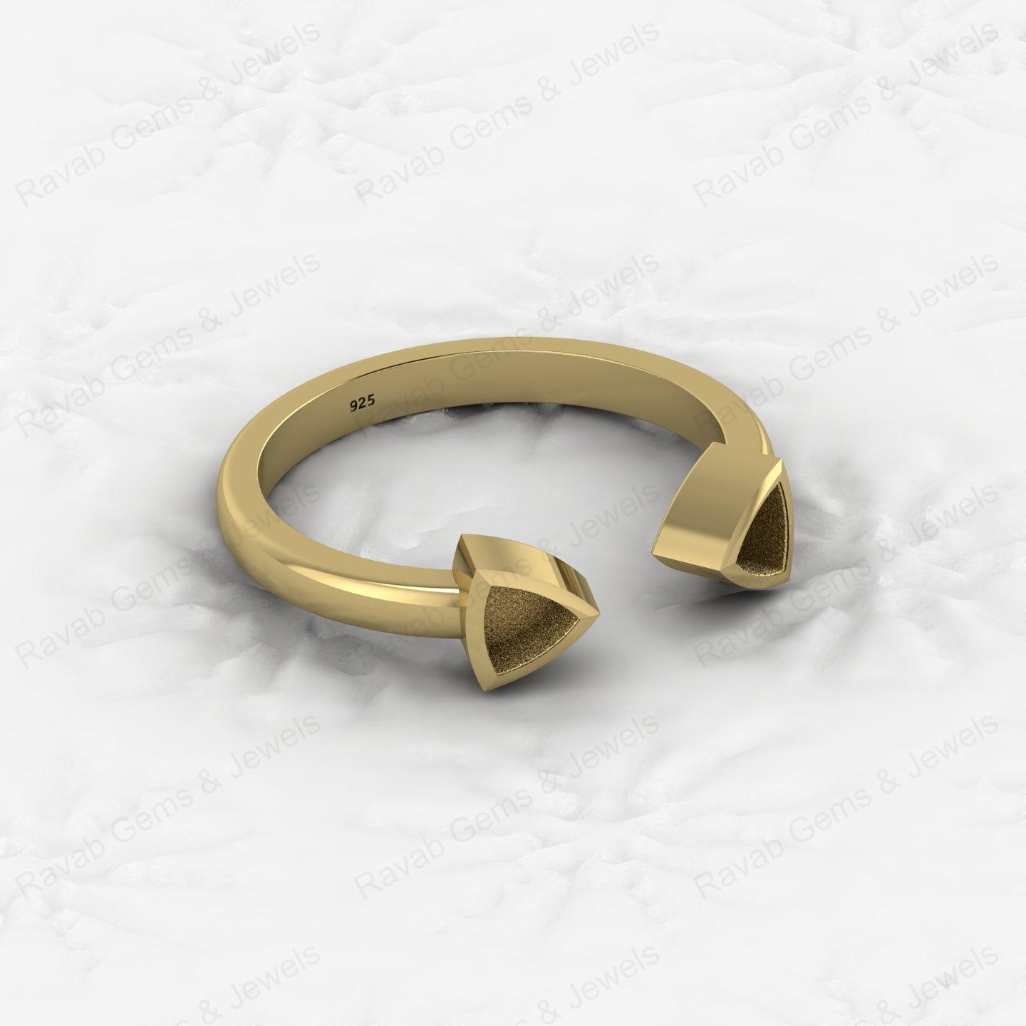 High Quality Genuine 925 Sterling Silver 5mm Trillion Black Setting Ring Handmade Ashes Resin Work Jewelry Finding