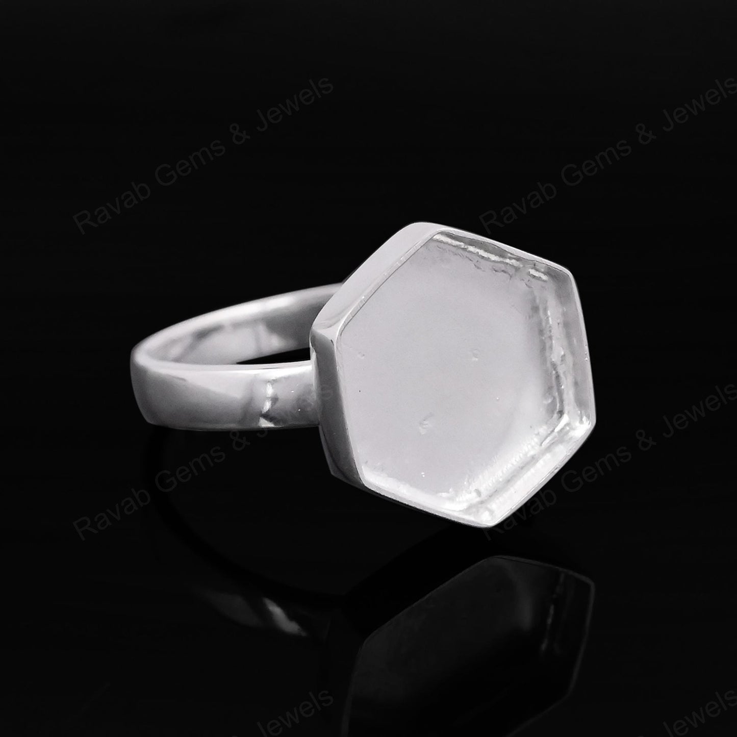 Solid 925 Sterling Silver Hexagon Shape 10mm Bezel Setting Semi-Mount Blank Setting Ring Good For Resin & Ashes Work DIY Jewelry