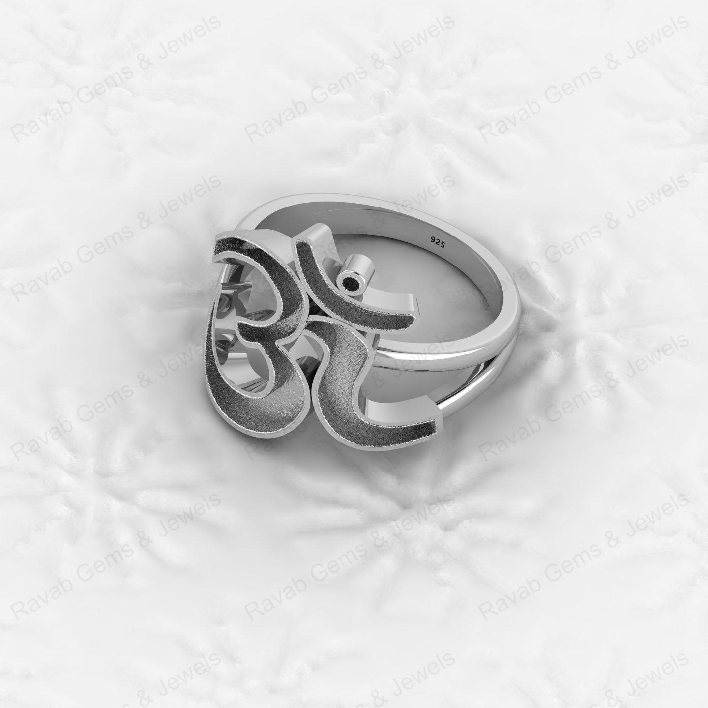 Genuine 925 Silver Indian Lord Shiva Symbol Semi Mount Blank Setting Ring Good for Resin & Ashes Work Keepsake DIY Jewelry
