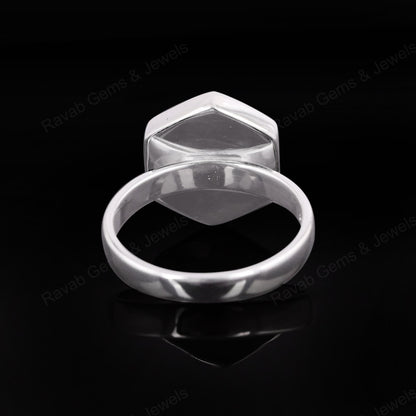 Solid 925 Sterling Silver Hexagon Shape 10mm Bezel Setting Semi-Mount Blank Setting Ring Good For Resin & Ashes Work DIY Jewelry