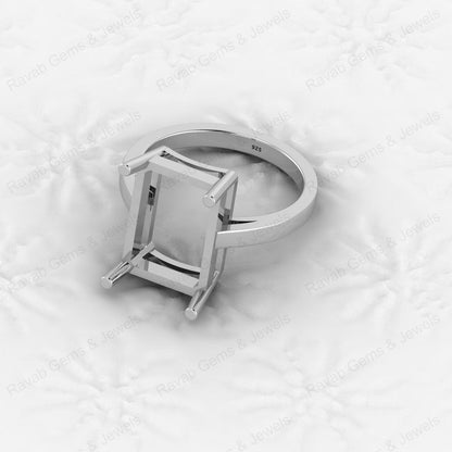 High Quality Genuine 925 Silver 10x14mm Rectangle Shape 4 Prong Settings Good for Gemstone Keepsake Memorial Crafts DIY Jewelry