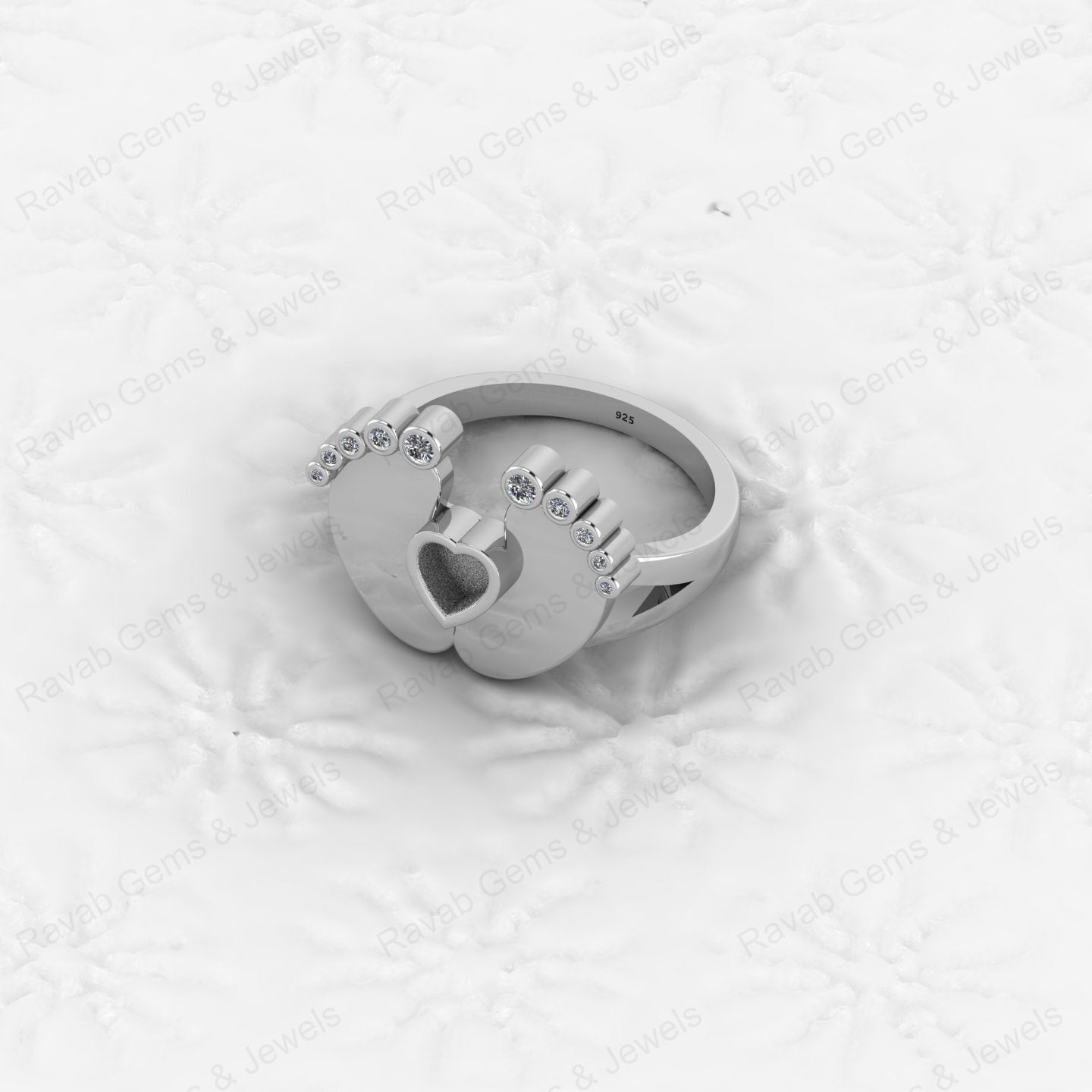 Superb Quality New Baby Born Foot Print 925 Silver Semi Mount Blank Setting Ring for Gemstone Findings & Components Jewelry