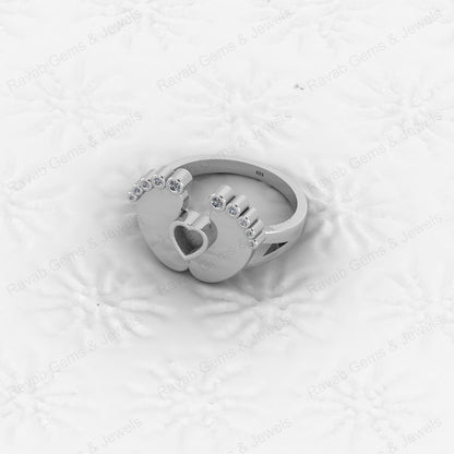 Superb Quality New Baby Born Foot Print 925 Silver Semi Mount Blank Setting Ring for Gemstone Findings & Components Jewelry