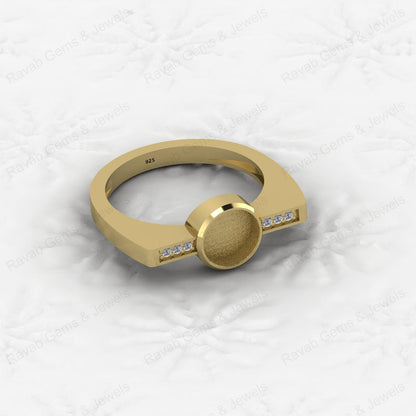 Best Quality 925 Silver Signet Design 7mm Semi Mount Blank Setting Ring for Gemstone Ashes & Resin Jewelry Findings & Components