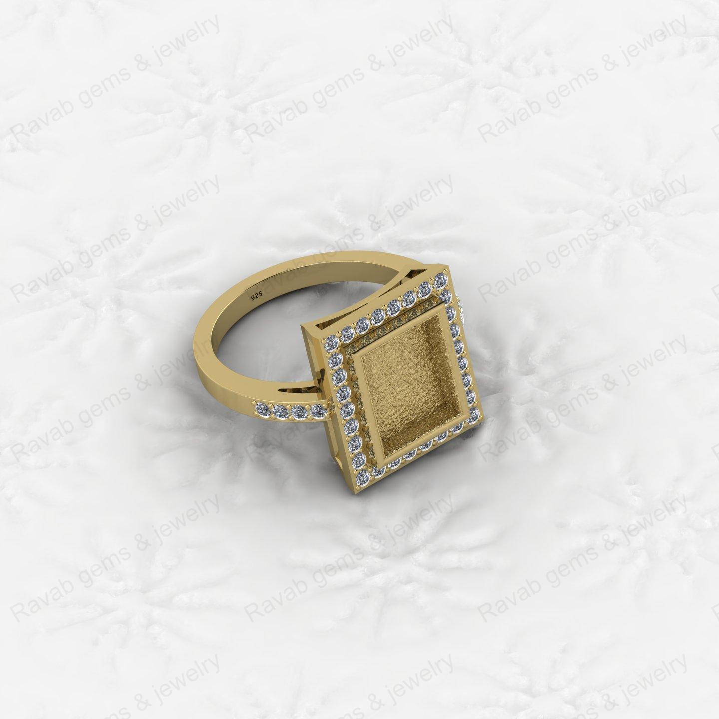 High Quality 925 Silver Rectangle 8x10mm Semi Mount Blank Setting Ring for Gemstone Ashes Resin Jewelry Supply