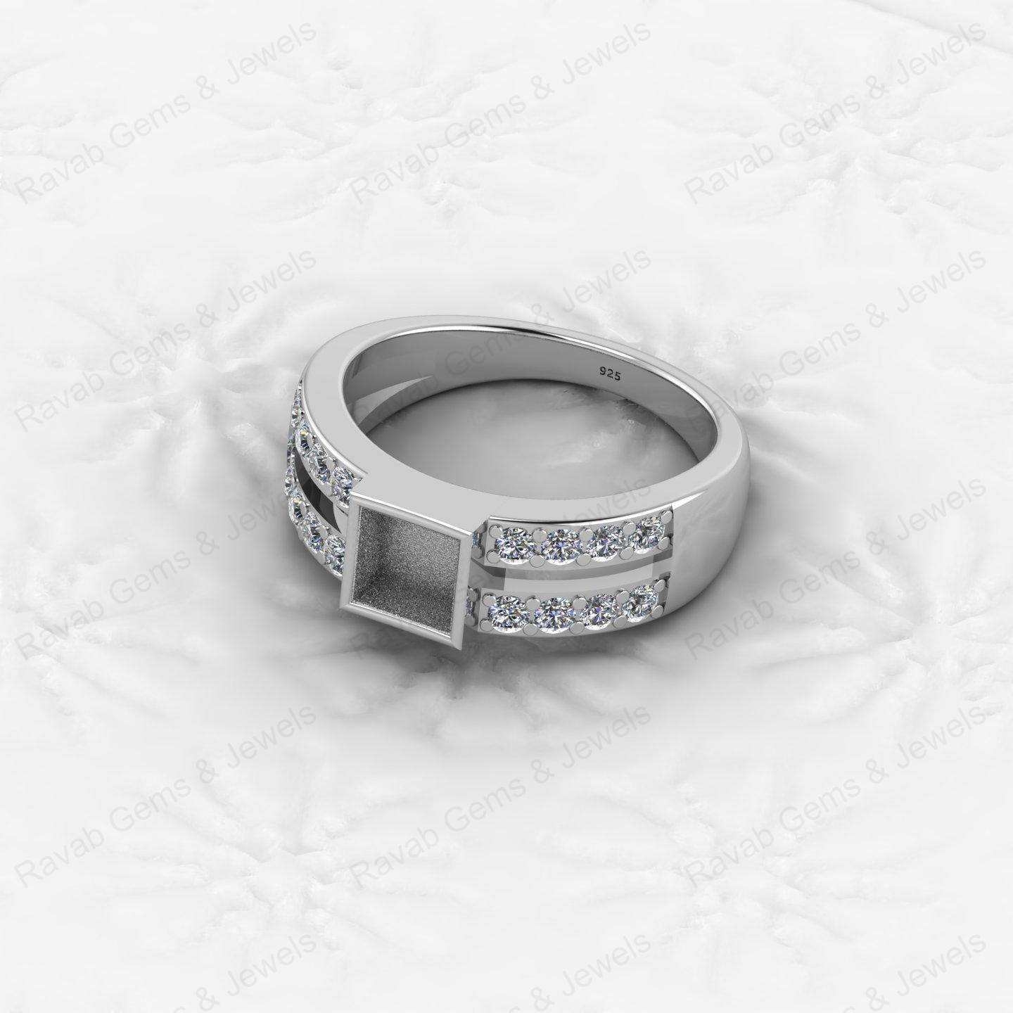 Top Quality 925 Silver 7X7mm Double Band With CZ Semi Mount Blank Setting Ring Good for Resin & Ashes Work Keepsake DIY Jewelry