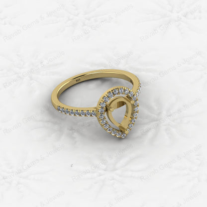 Genuine 925 Silver Pear 6x8mm Semi Mount Prong Blank Setting Ring for Gemstone Ashes & Resin Jewelry Findings & Jewelry Export
