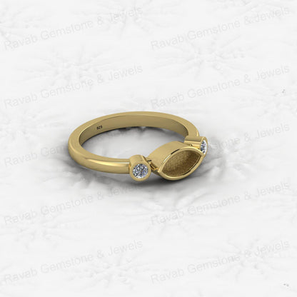 Summer Sale 925 Silver 2x4mm Marquise With CZ 2mm Semi Mount Blank Dainty Ring for Breastmilk Keepsake Fine Jewelry for Women