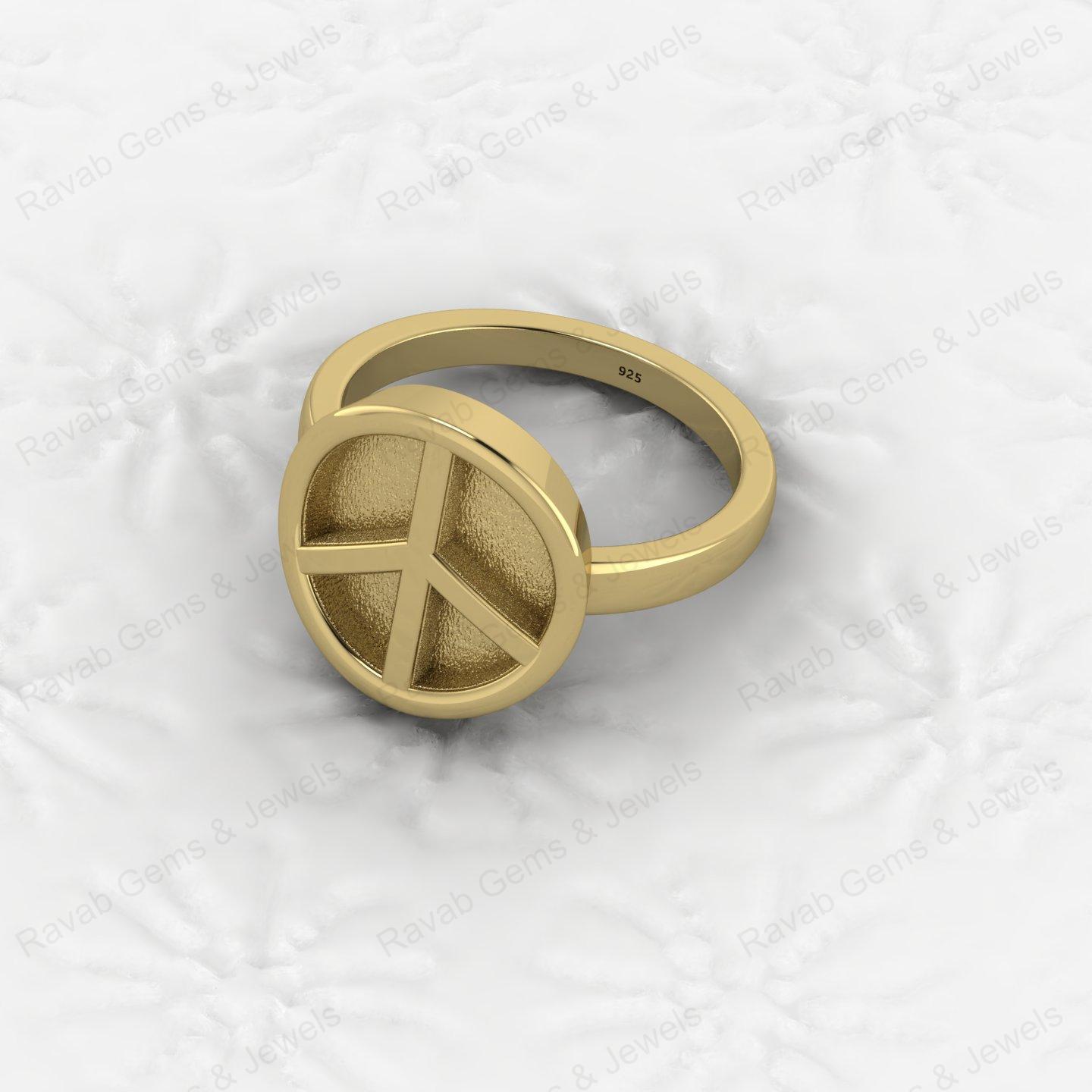 Genuine 925 Silver Peace Symbol Semi Mount Blank Setting Ring for DIY Zodiac Jewelry Resin Ashes Work Keepsake Suppliers