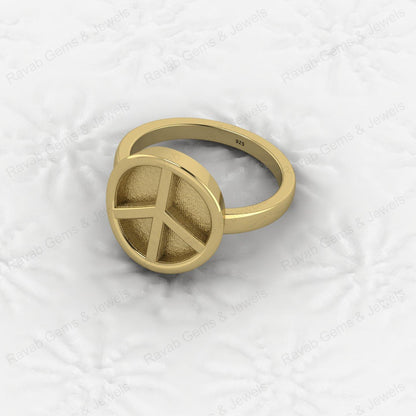 Genuine 925 Silver Peace Symbol Semi Mount Blank Setting Ring for DIY Zodiac Jewelry Resin Ashes Work Keepsake Suppliers