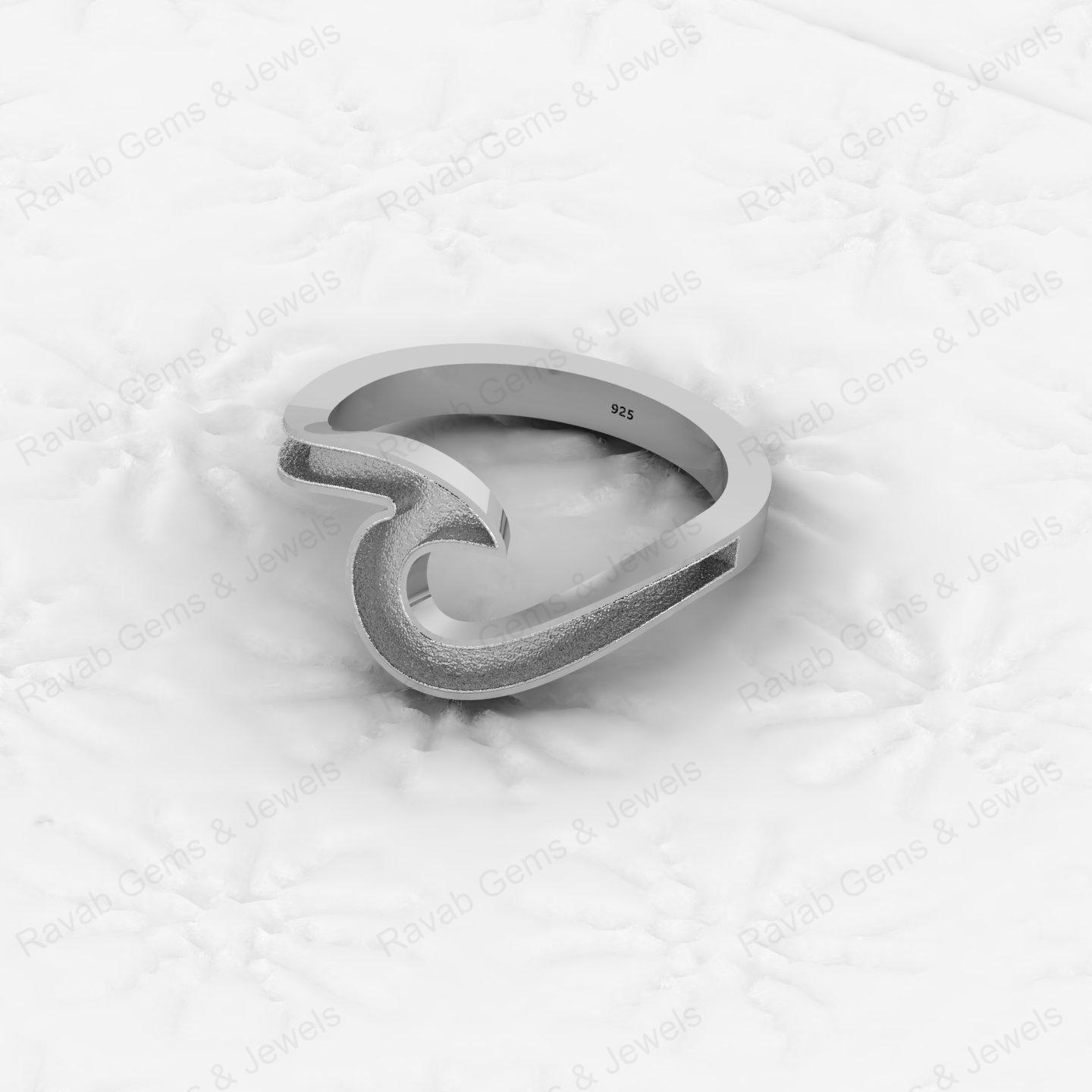 Genuine Solid 925 Sterling Ocean Wave Design Semi Mount Blank Setting Ring Good for Resin & Ashes Work Keepsake DIY Jewelry