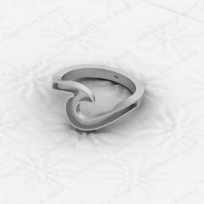 Genuine Solid 925 Sterling Ocean Wave Design Semi Mount Blank Setting Ring Good for Resin & Ashes Work Keepsake DIY Jewelry