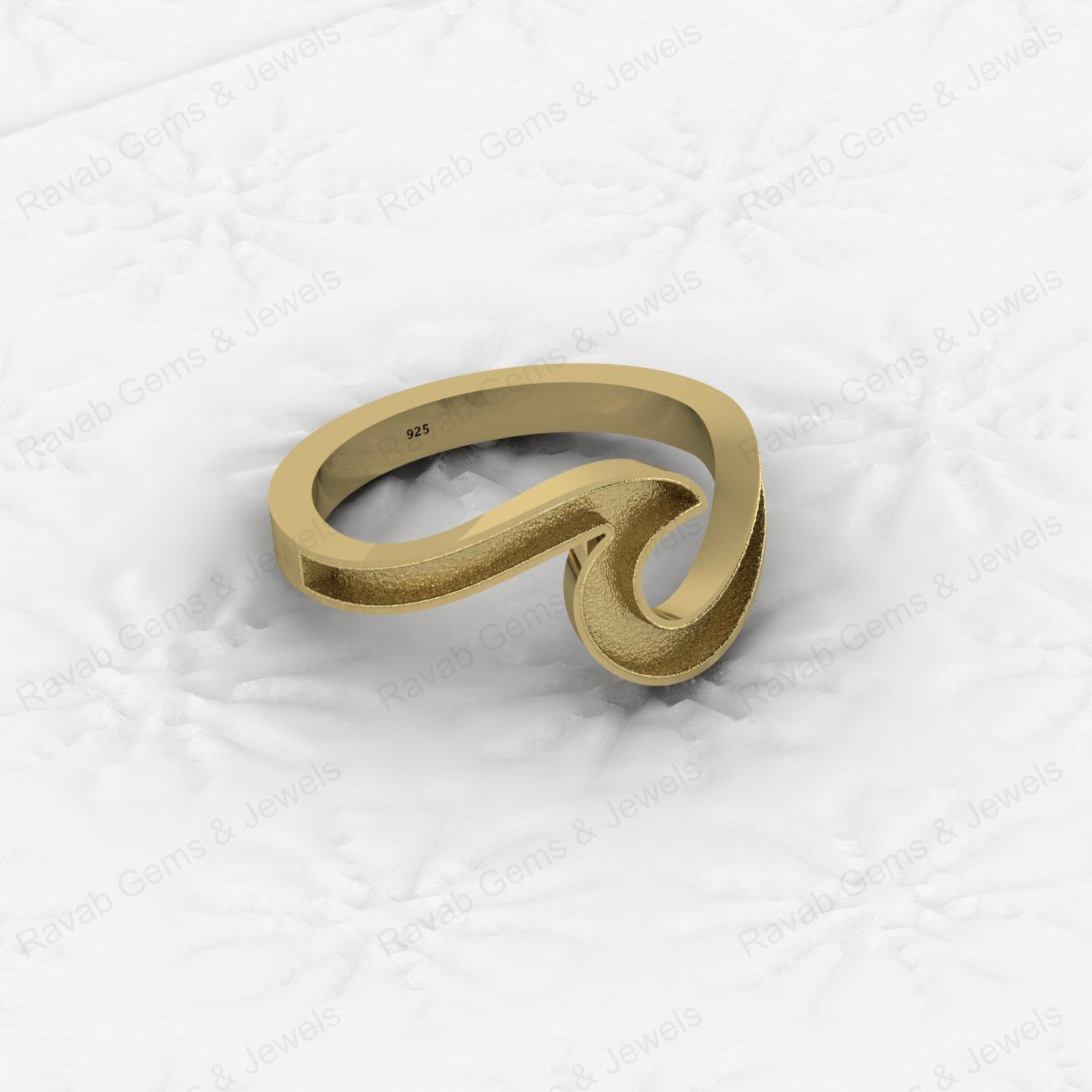 Genuine Solid 925 Sterling Ocean Wave Design Semi Mount Blank Setting Ring Good for Resin & Ashes Work Keepsake DIY Jewelry