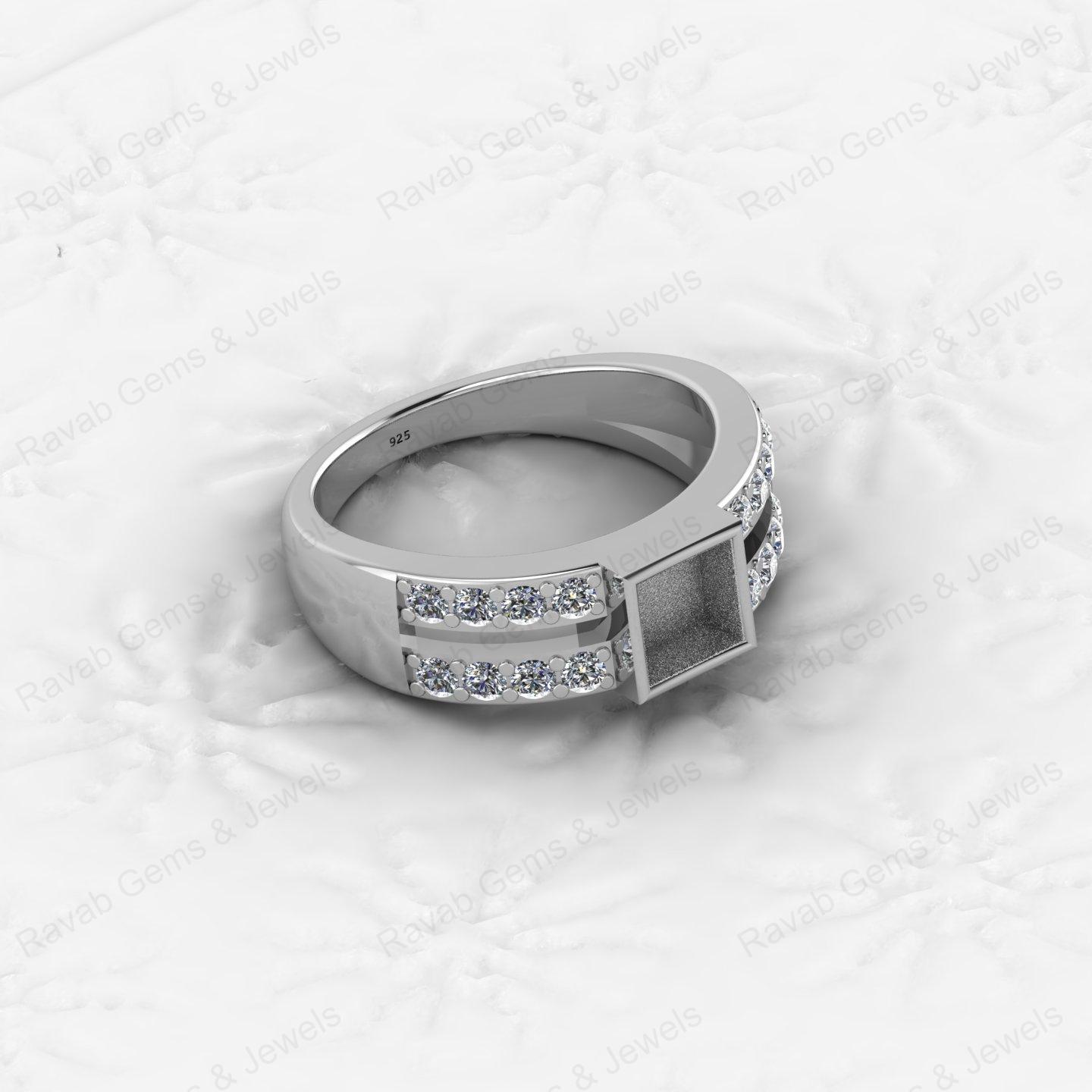 Top Quality 925 Silver 7X7mm Double Band With CZ Semi Mount Blank Setting Ring Good for Resin & Ashes Work Keepsake DIY Jewelry